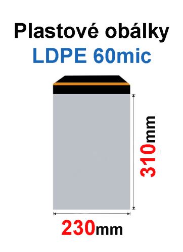 Plastová obálka 230x310+40mm, 60mic, (50ks) samolepící