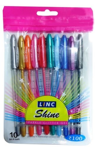 Pero gelové LINC Shine Glitter  sada 10 barev    LNV3090