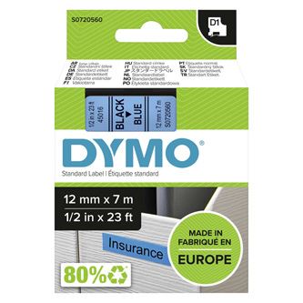 Páska DYMO D1 12mmx7m černý tisk/modrý podklad   S0720560