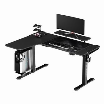 Herní stůl ULTRADESK WINGER - černý, 111x155x60 cm, 75-122 cm, elektricky nastavitelná výš