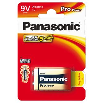 Baterie alkalická, 6LF22/6LR61, 9V, Panasonic, blistr, 1-pack, 6LF22PPG/1BP, Pro Power