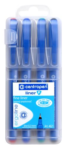 Popisovač LINER 4621 F/4, sada SE, 0,3mm, plastový hrot, nevysychavý, CENTROPEN