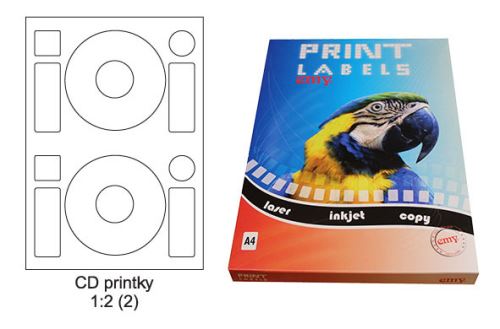 Print etikety Emy CD, 2ks/arch, A4, 100 archů, samolepící bílé