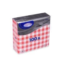 Ubrousky 33x33cm, káro, červená (100ks/24bl) GASTRO  70551