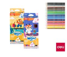 Pastelky trojhranné 24 barev WOW DELI EC138-24mix E330498 (1)