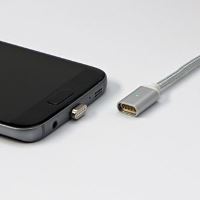 USB koncovka Apple Lightning samec - magnetické připojení, stříbrná, redukce k magnetické (2)