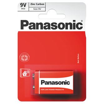 Baterie zinkouhlíková, 6F22, 9V, Panasonic, blistr, 1-pack