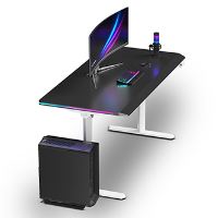 Herní stůl ULTRADESK QUEST - 140x70cm, 72-120cm, bílá-černá (4)