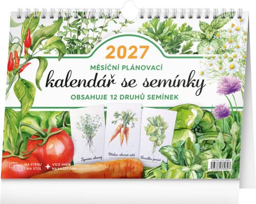 Kalendář měsíční plánovací 2027 - se semínky - 30 x 21 cm   PGS-36989