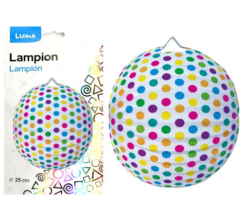 Lampion LUMA Puntík - 25cm, kulatý, barevný
