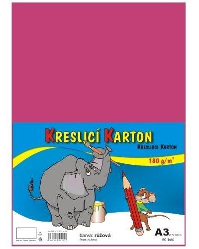 Kreslící karton A3/180g/50 růžová