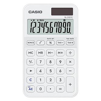 Kalkulačka Casio SL 310 YC WE, bílá, kapesní, desetimístná, duální napájení