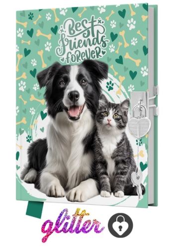 Památník se zámkem 14x18cm, 80l, čistý  Best Friends Forewer - 251511