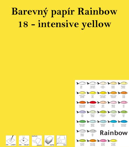 Papír RAINBOW A3/80g/500, 18 - intensive yellow, intenzivní žlutá