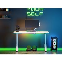 Herní stůl ULTRADESK IRON WHITE  132,5x60,5 cm, 71-81  cm, mechanicky nastavitelná výška,R (13)