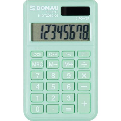 Kalkulačka kapesní Donau - K-DT2082, 8-míst, světle zelená