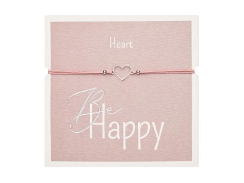 Náramek Be Happy - srdce, stříbrný (1)