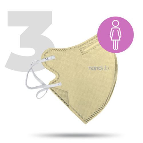 Nano pratelný respirátor, FFP2, béžový, dámský, 3ks, Nanolab