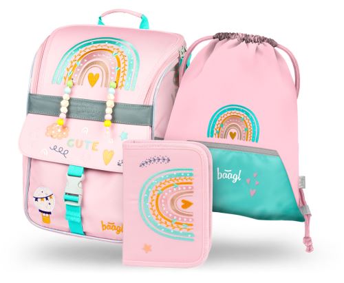 Školní set Zippy Duha růžový - aktovka, penál, sáček     A-34273