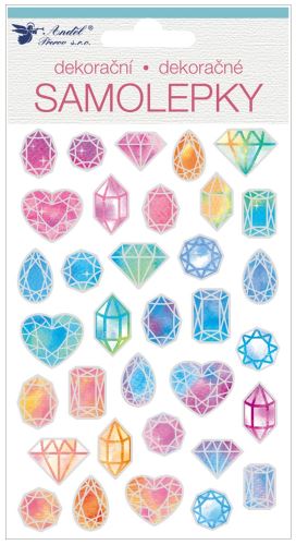 Samolepky diamanty se stříbrnou ražbou 10 x19 cm, 10424