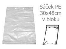 Sáček PE 30x48/40my trhací v bloku 50ks