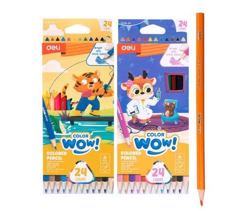 Pastelky trojhranné 24 barev WOW DELI EC138-24mix E330498