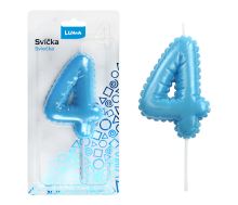 Svíčka č. 4 balónek - MODRÁ 8cm (1)