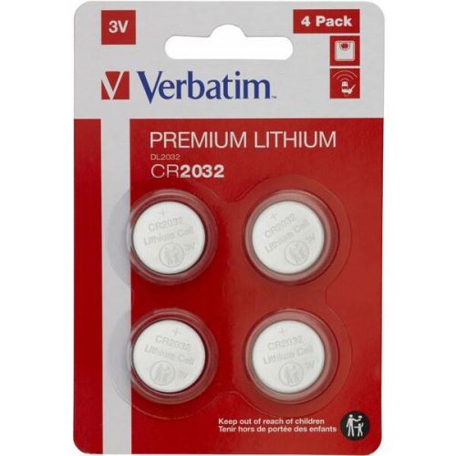 Baterie lithiová, CR2032, 3V, Verbatim, blistr, 4-pack, 49533