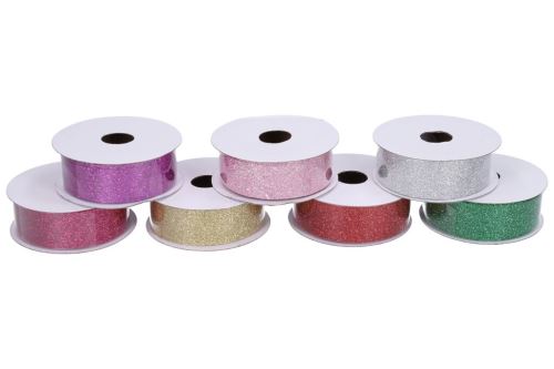 Stuha saténová glitter - 2,5cmx2,7m   W814528