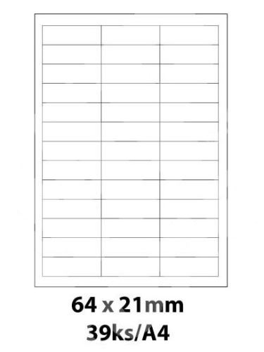 Etikety Print Emy 64x21mm, bílé, 39 ks/arch, 100 archů, samolepící