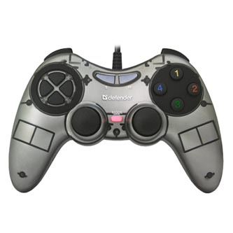 Gamepad Defender Zoom - 10tl., USB, šedý, vibrační, Windows XP/VISTA/7/8/10