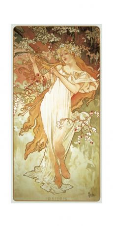 Pohlednice  Alfons Mucha-Spring-pohled dlouhý A-9055