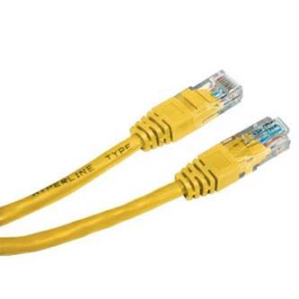 Síťový LAN kabel UTP patchcord, Cat.5e, RJ45 samec - RJ45 samec, 0.25 m, nestíněný, žlutý
