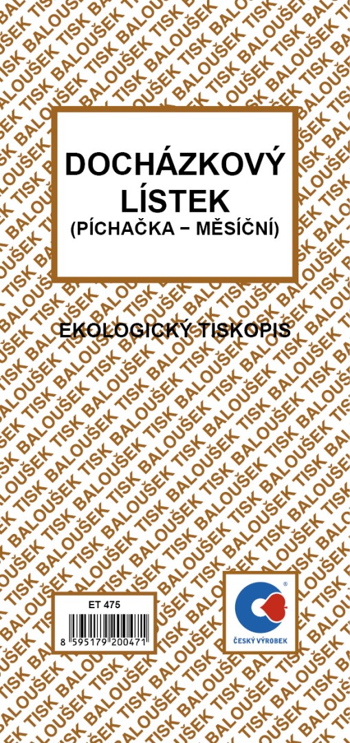 Docházkový lístek - píchačka - měsíční 1/3A4  ET475 (3)