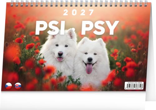 Kalendář stolní - Psi – Psy CZ/SK 2027 - 23,1 x 14,5 cm   PGS-36874