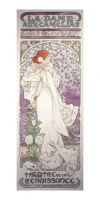 Pohlednice  Alfons Mucha-La Dame aux Camélies -pohled dlouhý A-9697