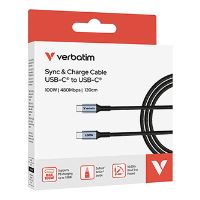 USB kabel Verbatim - USB C samec - USB C samec, 100W, 1.2m, černý, box, 31846 (2)