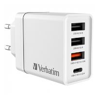 Síťový adaptér Verbatim 30W, 4 porty, 1x USB-C, 3x USB-A (1)