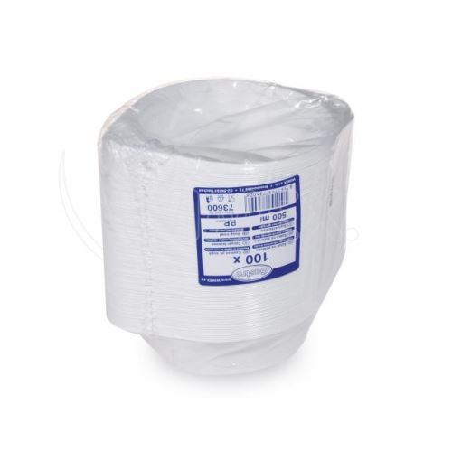 Miska (PP) s oušky bílá 156mm 500ml 100 ks 73600