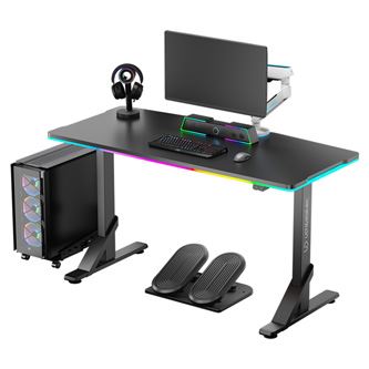 Herní stůl ULTRADESK IRON BLACK 132,5x60,5 cm, 71-81  cm, mechanicky nastavitelná výška,R