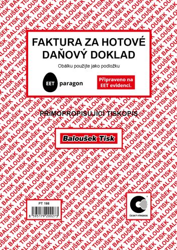 Faktura za hotové - daňový doklad A5, propisující PT198