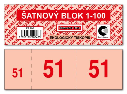 Šatnové bloky 1-100 čísel ekologický ET290